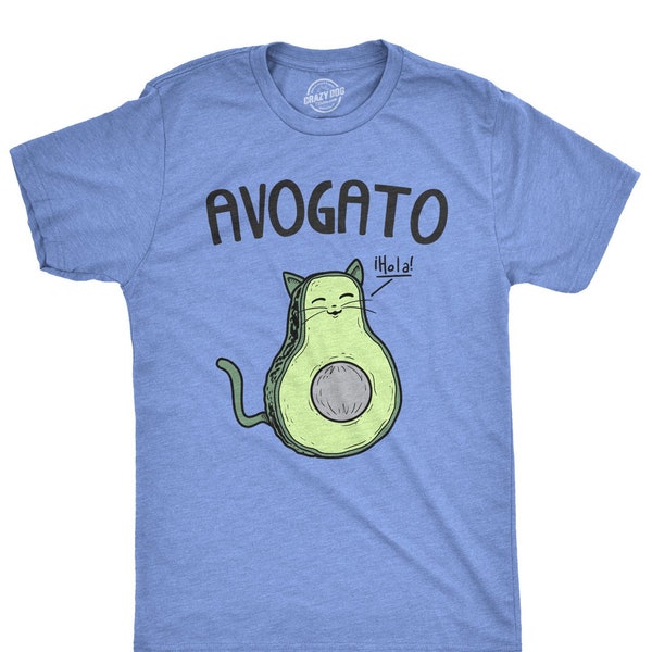 Linda camiseta de gato, camiseta de aguacate para hombres, camiseta de gato para hombres, regalo de amante de los gatos, camisa divertida para hombres, regalo de dama de gato, camisa de gato divertida, Avogato