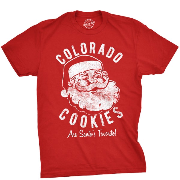 Santa Face Christmas Shirt, Christmas Shirt Men, Colorado Cookies Shirt, Festive Tees Guys, Christmas Pot Shirt, Christmas Weed Shirts