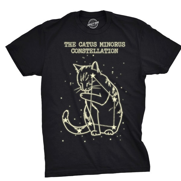 Cat Constellation T Shirt, Mens TShirt, Cat Stars Shirt, Glow In Dark, Funny Cat Clothes, Cat Astrology Shirt, Cat Clothes, Cat Lover Gifts