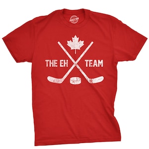 Canada Hockey Shirt, Eh Team Shirt, Hockey Sticks T Shirt, Red Hockey Top, Hockey Gift Men, Hockey Player Top, Canadian Hockey Gift