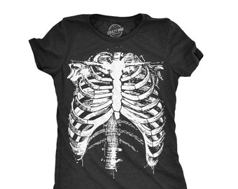 Rib Cage Shirt, Halloween Shirt Women, Black Spooky Shirt, Funny Halloween Shirt, Halloween Costume, Skeleton Shirt Girls