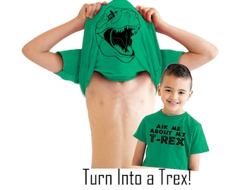 Trex Flip Shirt, Funny Kids Shirt, Cool Kids Shirt, Gift for Kids, T rex Shirt, Dinosaur Shirt, Youth Ask Me About MY T Rex Flip Shirt