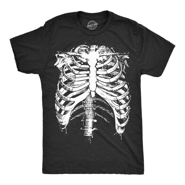 Rib Cage Shirt, Halloween Shirt Men, Black Spooky Shirt, Funny Halloween Tee, Halloween Costume, Skeleton Shirt Men S M L XL XXL XXXL