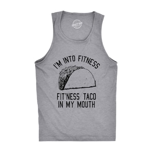 Herren Fitness Taco Tank Top, lustiges Essen Gym Tops Herren, Jungs Witz Work Out Shirts, Taco Dienstag Workout Muskelpanzer, Punny Übungs-Shirt