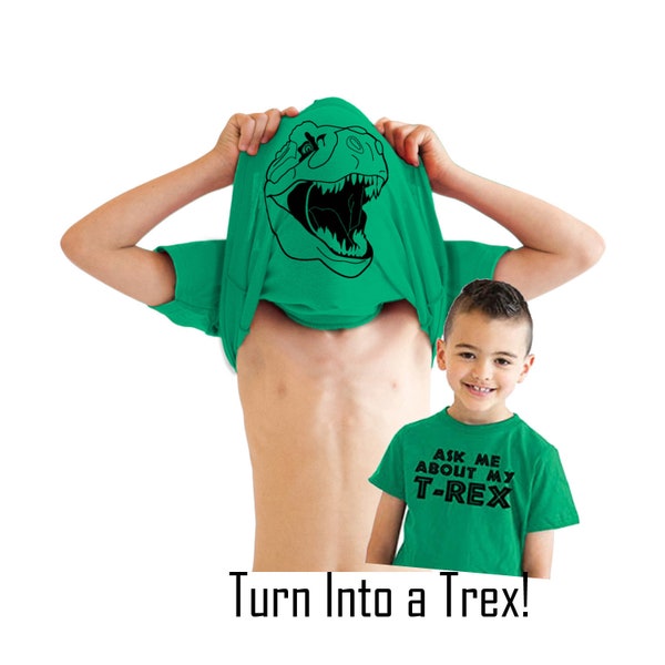 Trex Flip Shirt, Funny Kids Shirt, Cool Kids Shirt, Gift for Kids, T rex Shirt, Dinosaur Shirt, Youth Ask Me About MY T Rex Flip Shirt