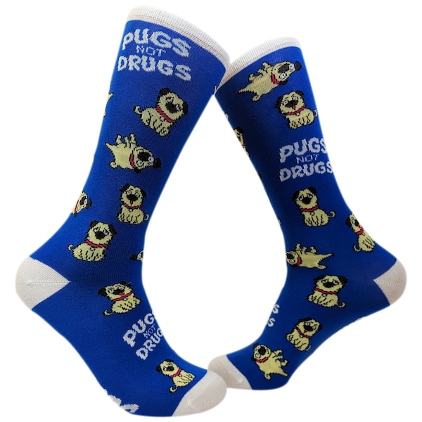 Pugs Not Drugs Socks, Womens Pug Socks, Cute Womens Socks, Dog Socks, Novelty Socks, Pugs, Funny Socks Women