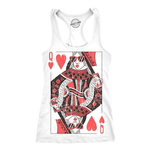 Camisetas de póquer, camiseta sin mangas de reina de corazones para mujer, camiseta de naipes, camiseta de la realeza, camiseta divertida para mujer, camisetas sin mangas divertidas para hacer ejercicio para mujer