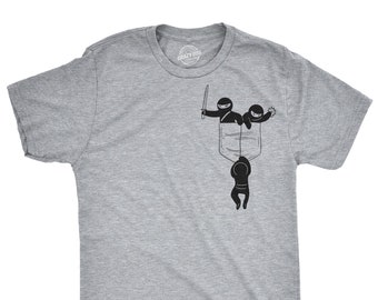 Funny Ninja Pocket T-Shirt, Stealth Gift for Men