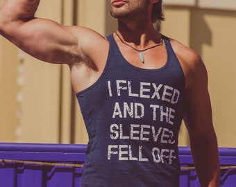 I Flexed And The Sleeves Fell Off Tank, Mens Tank Top, Funny Gym Shirt, Work Out Shirt, Tank Top, Fitness Tank, Summer, Sleeveless Flex