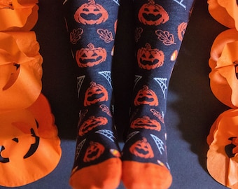 Jack-O-Lantern Halloween Socks, Funny Pumpkin Design
