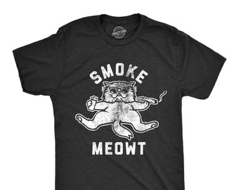 Camiseta divertida de gato, camiseta gráfica Smoke Meowt