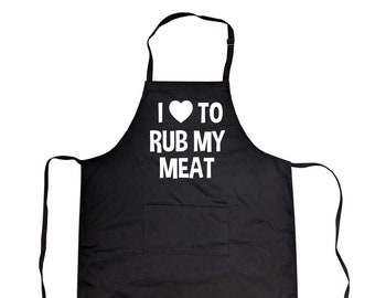 Funny Barbecue Apron, Offensive Apron, Fathers Day Gift, Gift for Dad, Offensive Cooking Apron, Funny Gift for Cooks, I Love to Rub My Meat