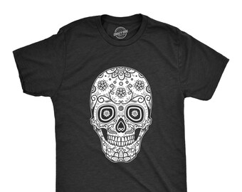 Big Skull Shirt, Sugar Skull T Shirt, Cinco De Mayo T Shirt, Skeleton TShirt, Mexico Shirt, Day Of The Dead, Mens Tshirt, Cool Mens Tshirt