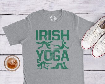 Camiseta irlandesa de yoga para el Día de San Patricio, camiseta divertida para beber