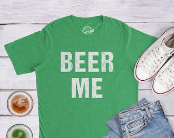 Beer Me, Chemise homme St Patricks, Chemise Shamrock, Chemise irlandaise verte porte-bonheur, Luck Of The Irish, Chemise trèfle, Chemises rigolotes, Chemise potable