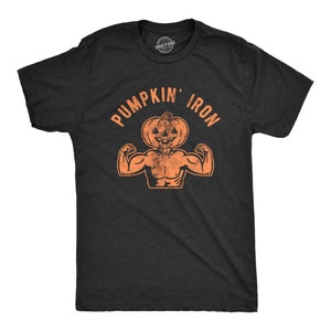 パンプキン アイアン シャツ、パンプキン シャツ、ハロウィン シャツ メンズ、面白いハロウィン シャツ、ハロウィン コスチューム、ジャック・オー・ランタン