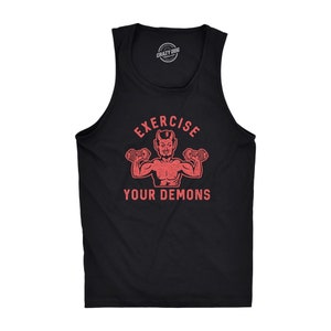Trainieren Sie Ihre Dämonen Halloween Tank Top, lustiges T-Shirt für Herren, Teufel Shirts, Workout Tanks, Tank Tops, lustige Teufel Shirts