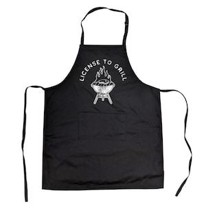 License To Grill, Funny Barbecue Apron, Meat BBQ Apron, Offensive Apron, Fathers Day Cooking Gift, Funny Gift for Dad, Cooks Gift