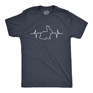 Bunny Heart Beat, Bunny Pulse, Funny Bunny Easter Mens Tee Shirt, Guys Humor Easter Shirts, Mans Joke Quote Rabbit Tee, Funny Pun Shirts