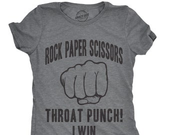 Rock Paper Scissors Throat Punch T-Shirt, Funny Women's Tee