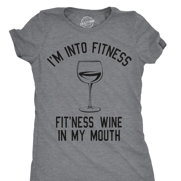 Womens Fitness Wine T shirt, Funny Wine Shirts, Wine Shirt, Funny Wine Shirt for Women, Funny Fitness T Shirt, I Love Wine Shirt