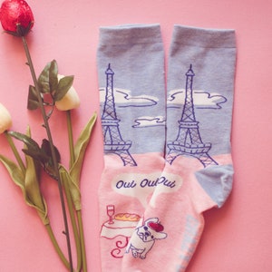 OUI, Very French Bulldog Socks, Dog Lover Gifts, Womens Novelty Socks, Funny Socks Women, Crazy Dog Mom, Paris Socks, Eiffel Tower