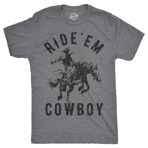 Koszula kowbojska, Ride Em Cowboy, Koszulka z koniem, Śmieszna męska koszula, Koszulki ze śmiesznymi powiedzeniami, Miłośnik koni, Miłośnik kowbojów, Koszulki z Dzikiego Zachodu