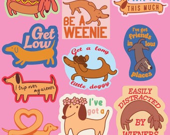 Dachshund Sticker Pack - 10 Fun Wiener Dog Decals for Dog Lovers