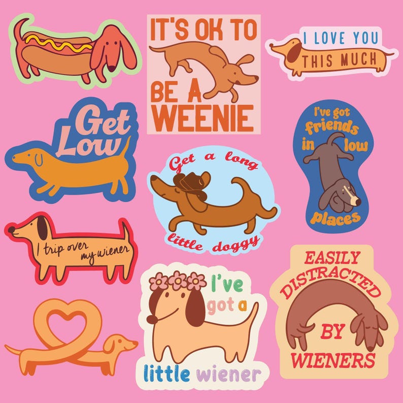 Dachshund Sticker Pack - 10 Fun Wiener Dog Decals for Dog Lovers image 1