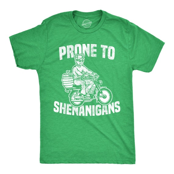 Prone to Shenanigans, Saint Patricks Day Shirt, Shenanigans Shirt, Lucky Green shirt, Shamrock Shirt, Clover Shirt, Funny Shirts Mens Il_570xn