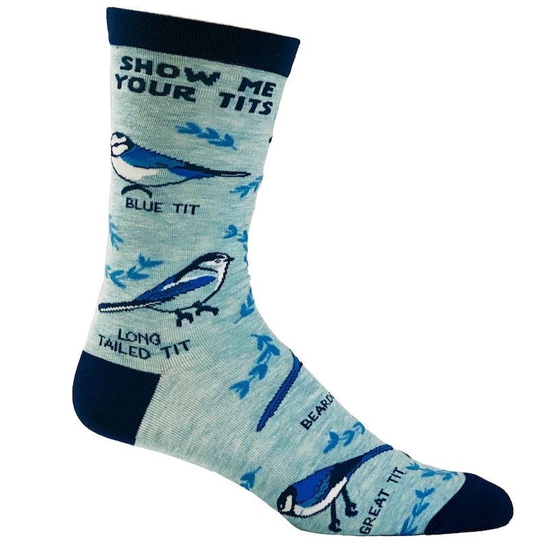Birdwatching Socks: Titmouse Variety, Funky Embroidered Socks image 3