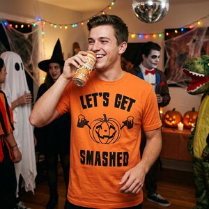 Lets Get Smashed Pumpkin Halloween T-Shirt, Funny Drinking Tee