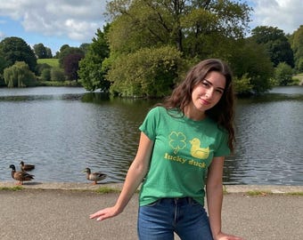 Camiseta irlandesa Lucky Duck, camiseta con trébol