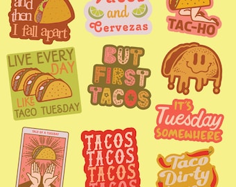 Autocollants humoristiques sur le thème des tacos, grands autocollants en vinyle pour bouteilles d'eau