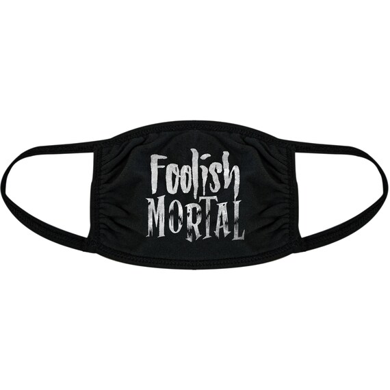 Foolish Mortal Face Mask Adult BLACK 100% Cotton High Quality Reusable Face Masks, Spooky Lover Masks, Halloween Masks Il_570xn