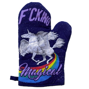 F*cking Magical Unicorn Oven Mitt, Rainbow Pot Holder