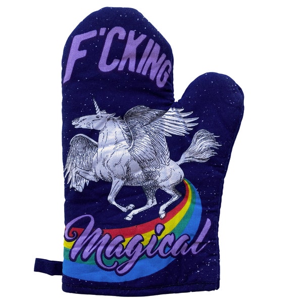 F*cking Magical Oven Mitt, Housewarming Gift, Pot Holder, Christmas Gift, Hostess Gift, Funny Oven Mitts, Baking Gifts, Unicorn, Rainbows