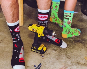 Funny Dad Socks, Don't Touch My Tools Or My Daughters Socks, Protective Dad and Tools Socks, Dad Gifts Under 20, Funny Father Socks