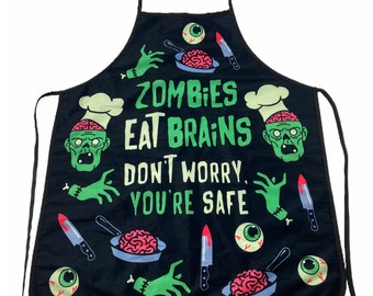 Grappig Halloween-schort, zombies eten hersenen, cadeau voor mama