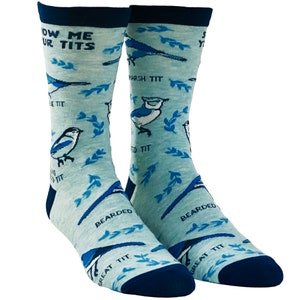 Birdwatching Socks: Titmouse Variety, Funky Embroidered Socks image 4