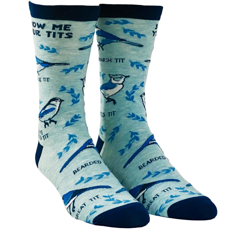 Birdwatching Socks: Titmouse Variety, Funky Embroidered Socks image 4