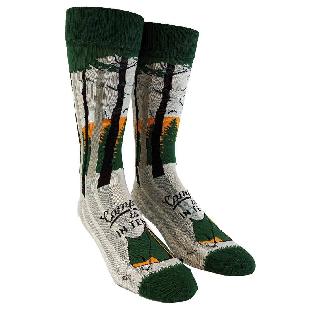 Camping is in Tents Socks, Camping Socks, Smores Socks, Mens Socks