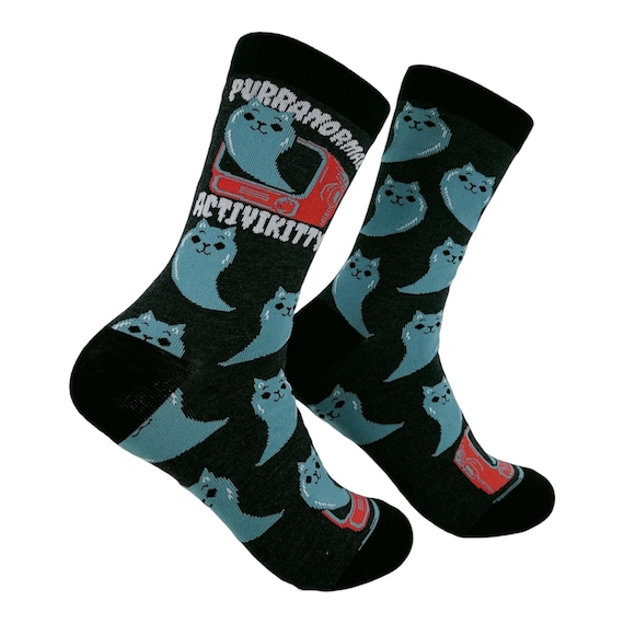 Purranormal Activikitty Socks: Funny Embroidered Cat Ghost Socks