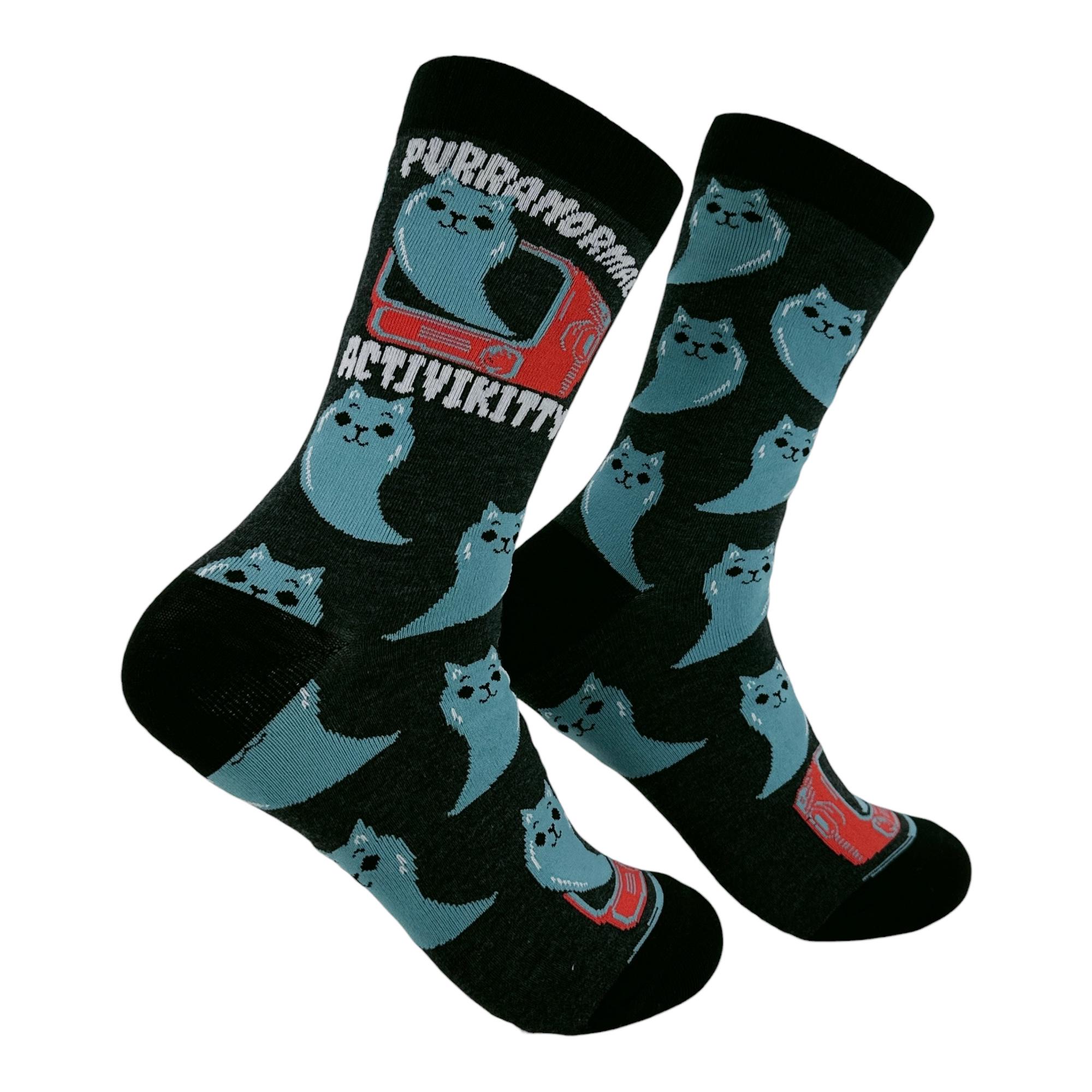Purranormal Activikitty Socks: Funny Embroidered Cat Ghost Socks