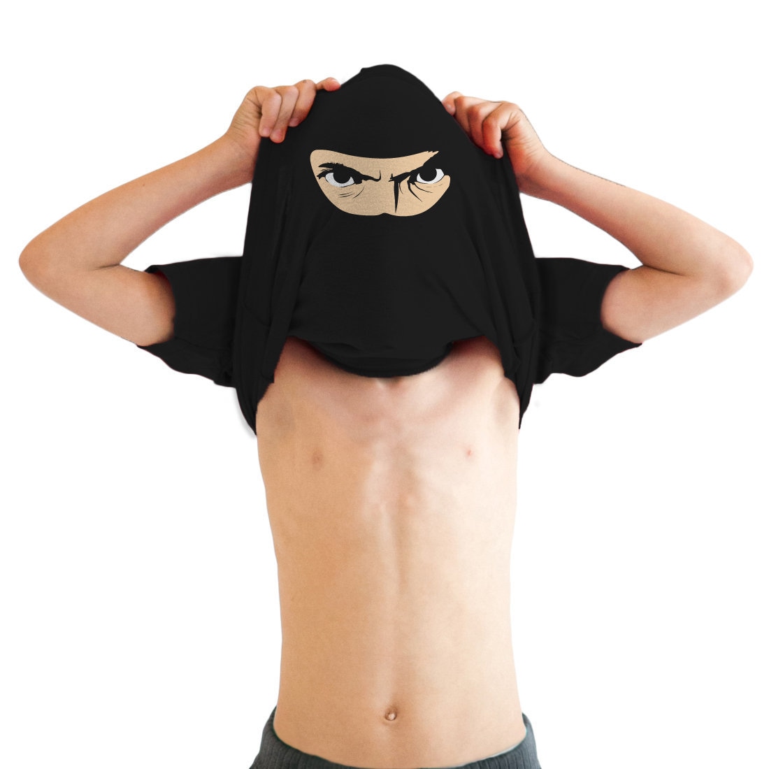 Youth Ninja Disguise Flip T Shirt Funny Cool Costume Mask Tee For Kids 