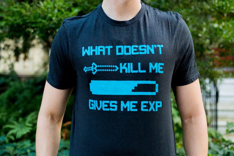 What Doesn't Kill Me Gives Me EXP Shirt, Funny Retro Gamer T-Shirt image 4
