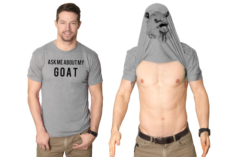 Goat Shirt Men, Goat Flip Shirt, Goat Gifts, Goat Owner Present, Flip Up Shirt Goat, Stag Do Shirts, Bachelor Party Shirts image 1