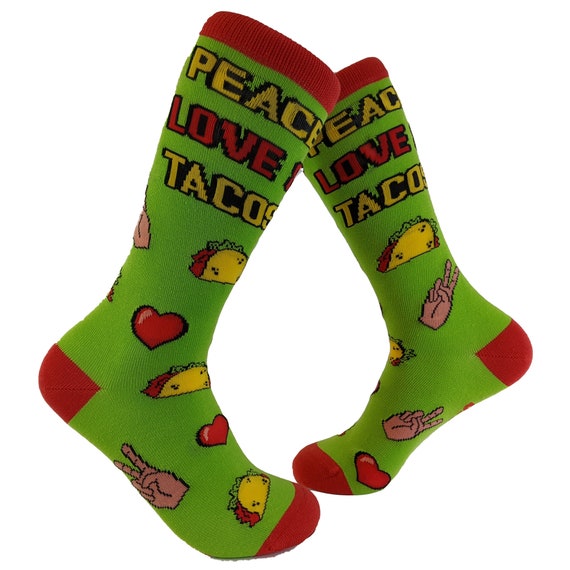 Women's Food Socks, Peace Love Tacos Socks, Mexican Theme Socks, Taco Gifts, Taco Lover Presents, Funny Foodie Socks, Food Lover Gift Il_570xn
