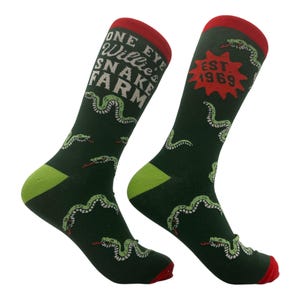 Calcetines de la granja de serpientes de One Eye Willie, calcetines divertidos para adultos, regalo de broma para papá, calcetines de tripulación originales.