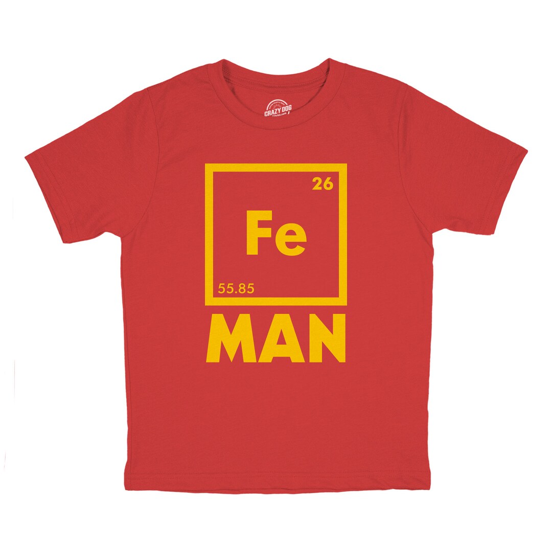 Youth Fe Man Shirt, Kids Chemistry Shirt, Boys Chemical Symbol Shirt
